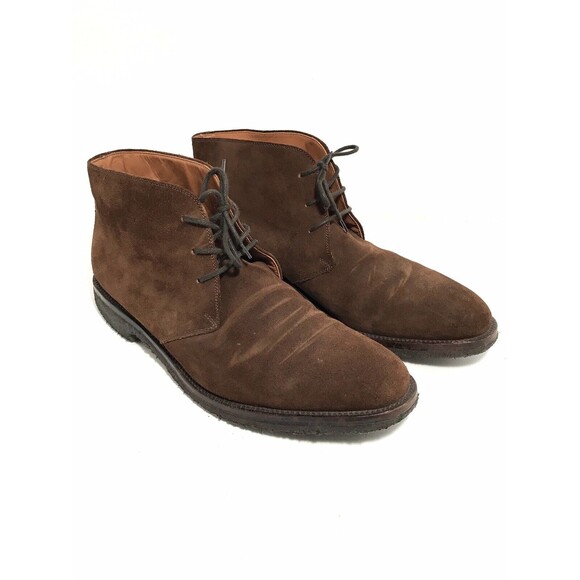 Facconable Mens Leather Suede Brown Chukka Boots Size 13 - Picture 1 of 10